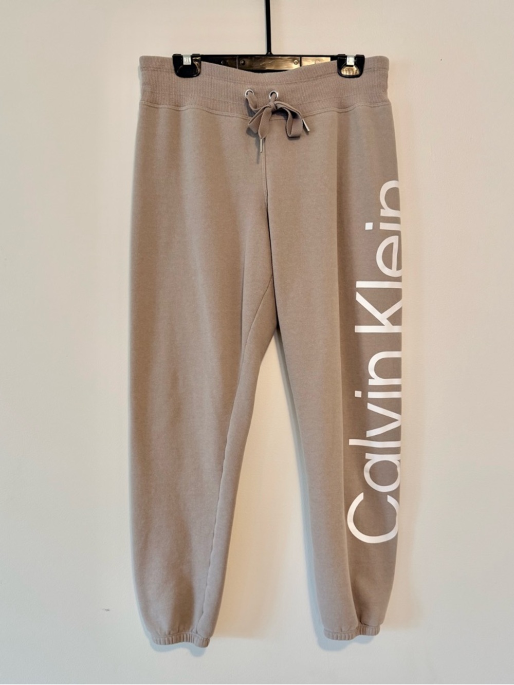 Calvin Klein Taupe White Logo with Draw String Joggers SZ.M